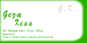 geza kiss business card