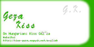 geza kiss business card